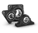 Mancal pillow block de ferro fundido instalado em eixo industrial para transmissão de potência